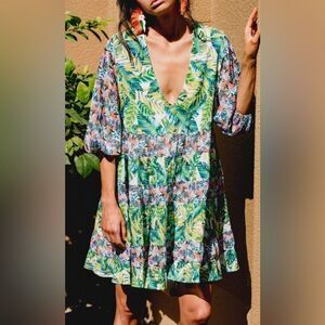 All Things Mochi Liona Mini Dress Tropical Floral Size XS